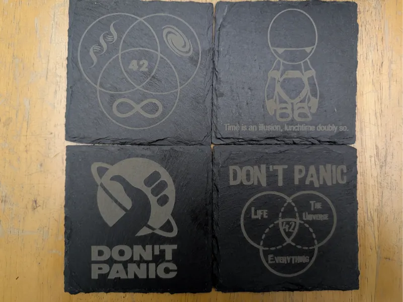 Hitchhikers Guide to the Galaxy Laser Coaster Set
