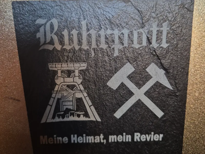 Schieferuntersetzer  Förderturm Ruhrpott gravur