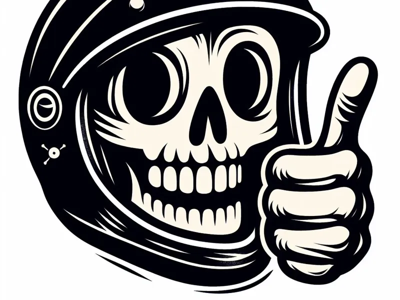 thumbs up skull helmet