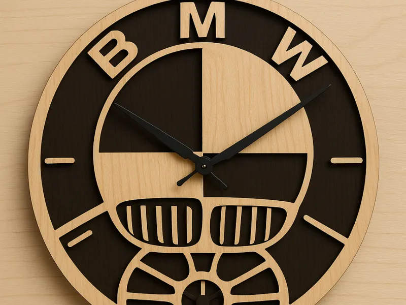 BMW Logo Wooden Wall Clock –Laser Cut 