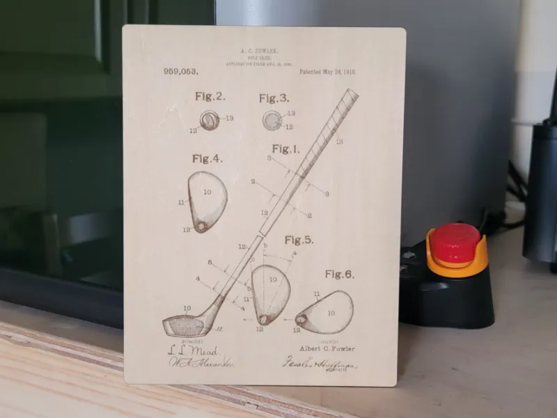 Golf Club and Ball Patent artwork Signs