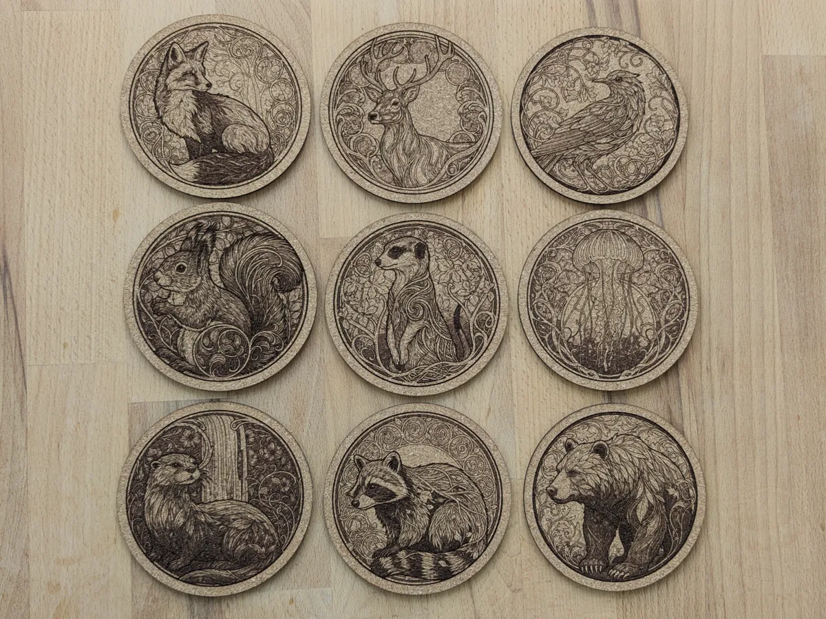 Drink Coasters (Nature Themed / Art Nouveau) by CVD MakerWorld: Download Free 3D Models - 3D model önizlemesi