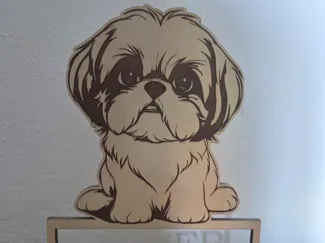 shih tzu and Pekingese standing silhouette w. Name