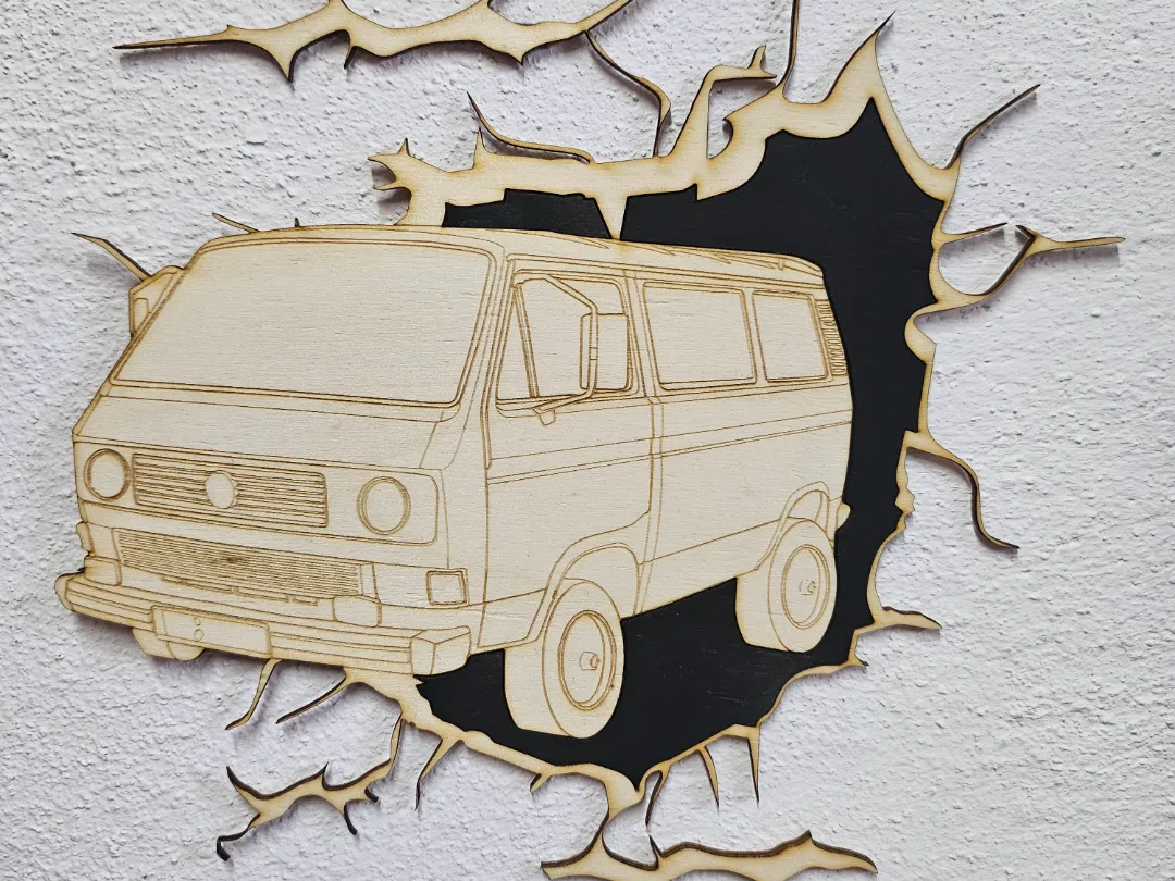 VW T3 Wall Breakthrough Laser File by Helgert Flo MakerWorld: Download Free 3D Models - 3D model önizlemesi