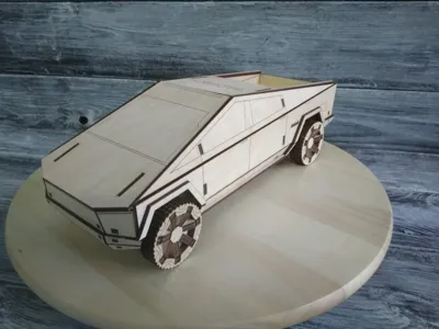 Wooden laser cut cybertruck