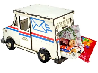 Mail delivery truck LLV gift box with moving parts
