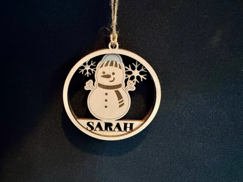 Editable Name 3D Snowman Hanging Ornament