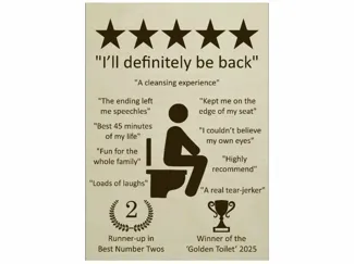 5-Star Toilet Review – Funny Sign