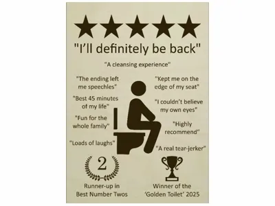5-Star Toilet Review – Funny Sign