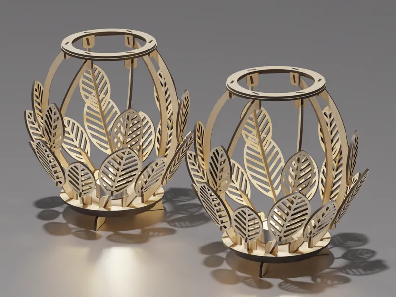 Tealight holder with leafs for laser cutting