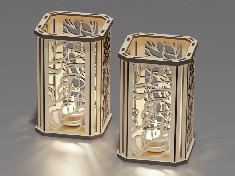 Tealight holder with leafs ornaments