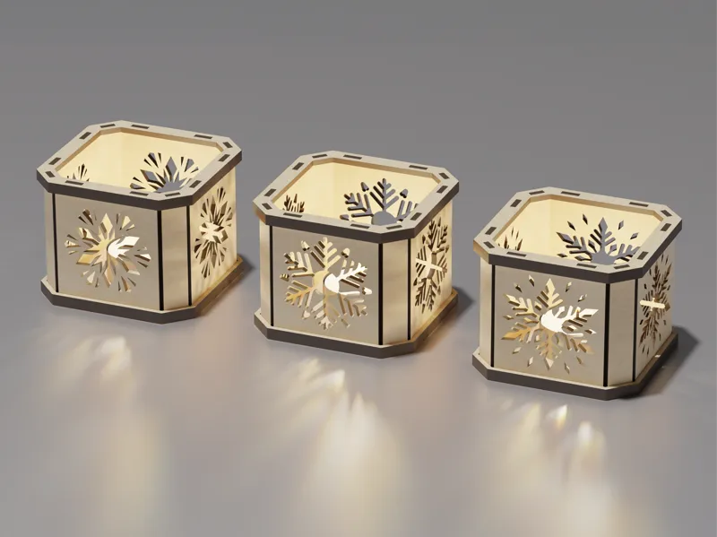 Christmas tealight holder with snowflake ornaments