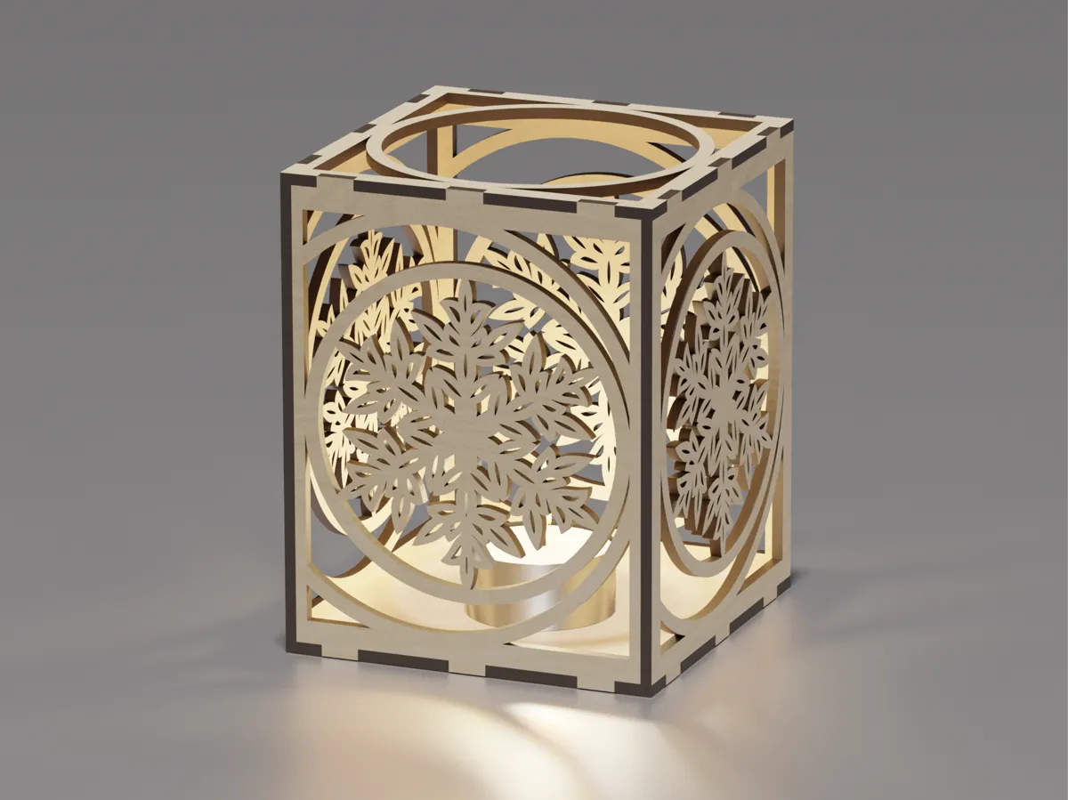 Christmas tealight holder with snowflakes ornament by kohlsdsgn MakerWorld: Download Free 3D Models - 3D model önizlemesi