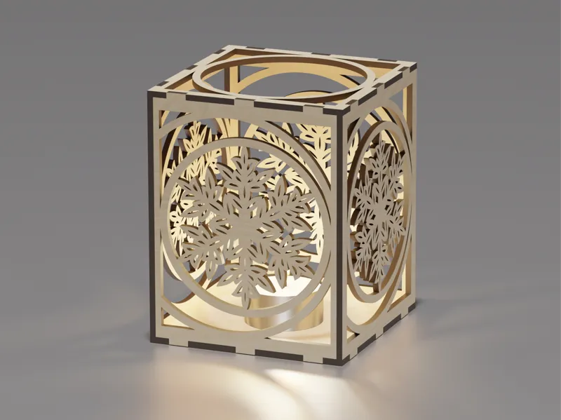 Christmas tealight holder with snowflakes ornament