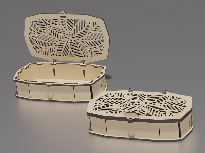 Gift box with floral ornament for laser cutting