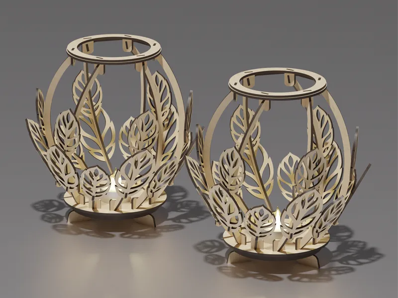 Tealight holder with leafs