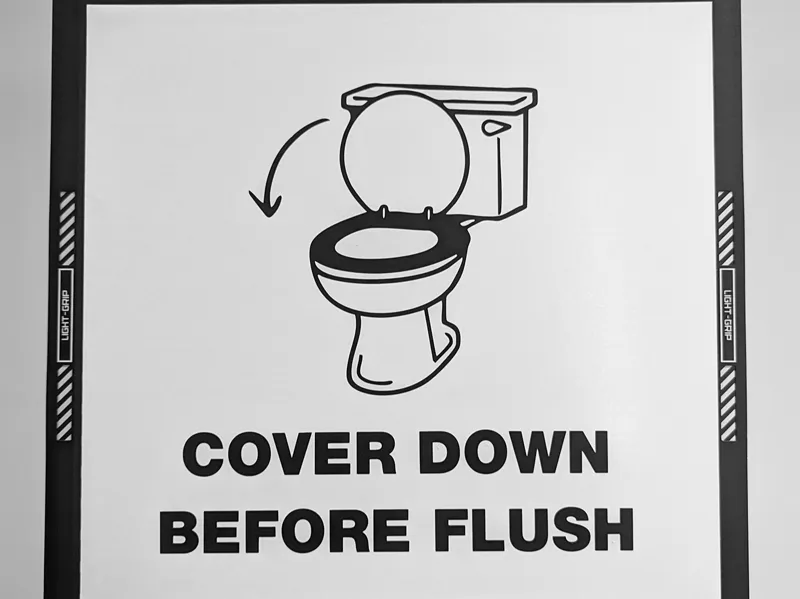 Toilet Seat Cover Decal - Cover Down Before Flush