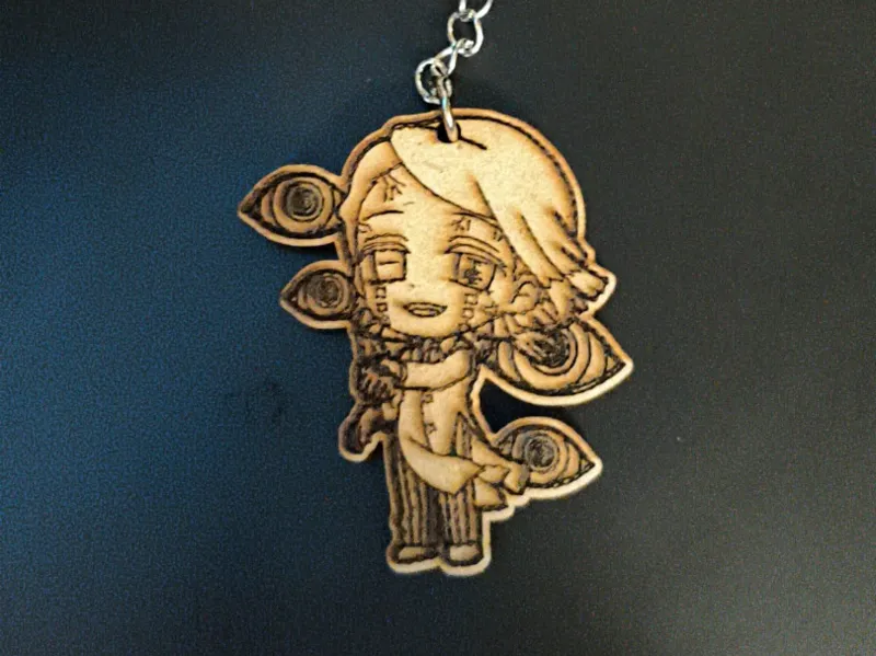 Llavero de Enmu en madera demon slayer luna
