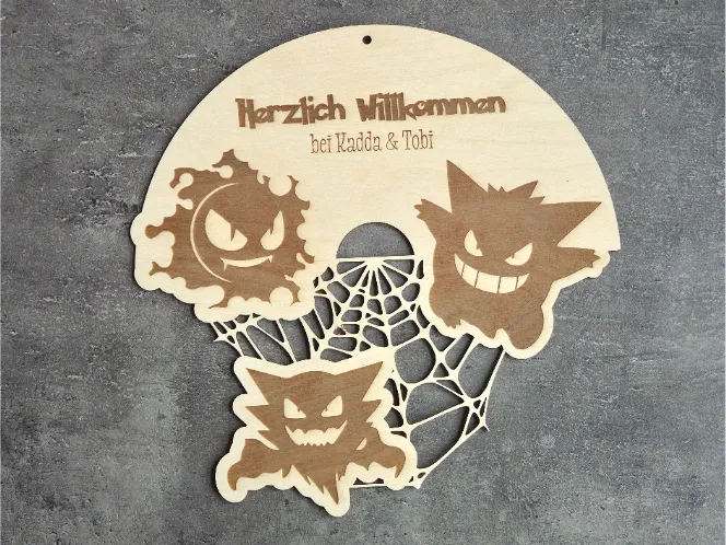 Pokémon Ghost Door Sign for Halloween by Mida Moments MakerWorld: Download Free 3D Models - 3D model önizlemesi