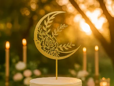 Floral Moon Cake Topper