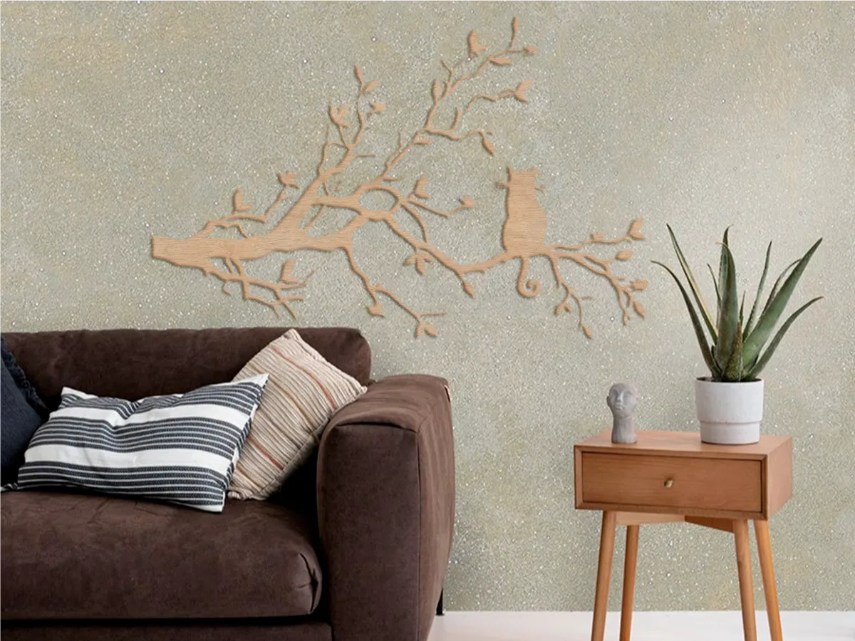 Cat on a branch for decoration – Feline elegance by Caporale 3D MakerWorld: Download Free 3D Models - 3D model önizlemesi