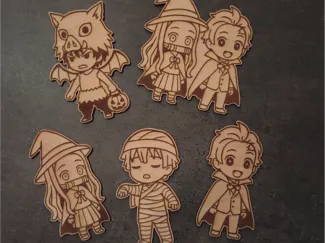Demon Slayer Chibi Halloween Kühlschrankmagnete