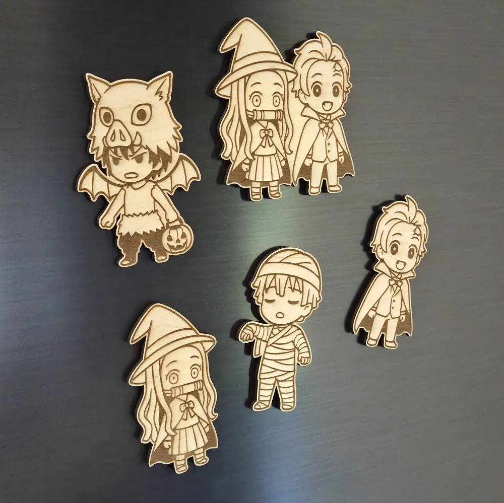 Demon Slayer Chibi Halloween Refrigerator Magnets - Free 3D Print Model ...
