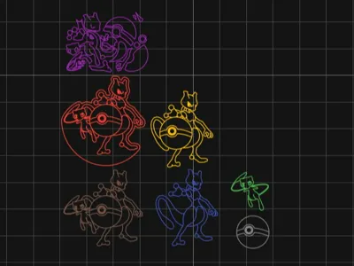 Pokemon Mew&amp;Mewtwo Watch Model