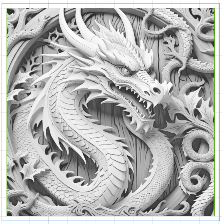 3Dプリント レーザー彫刻ドラゴン|グレースケール彫刻ドラゴン
