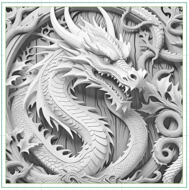 3Dプリント レーザー彫刻ドラゴン|グレースケール彫刻ドラゴン