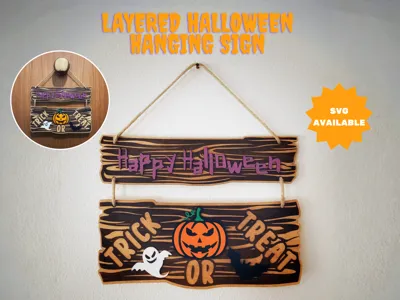 Layered Halloween hanging sign - Trick or treat
