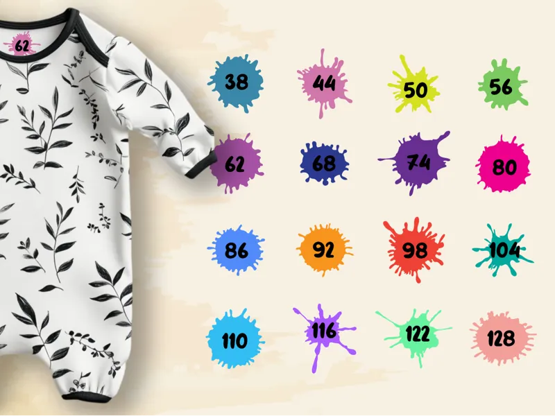 Größenlabel T-Shirts 38 - 152