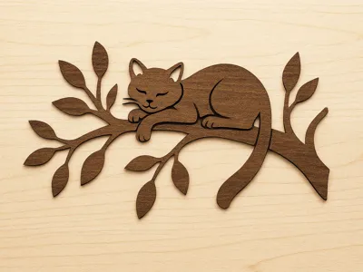 Cat sleeping on a branch – Decoration