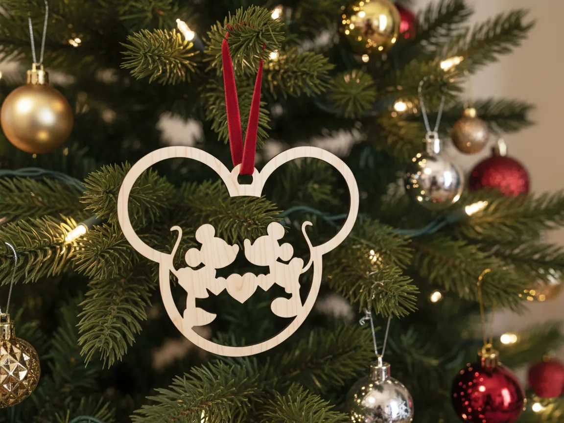 Romantic Christmas Tree Ornament - Mickey &amp; Minnie by Walter 3D MakerWorld: Download Free 3D Models - 3D model önizlemesi