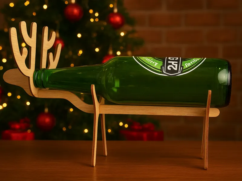 Laser Cut Reindeer Wine Holder