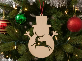 Christmas Tree Ornament Snowman with Reindeer