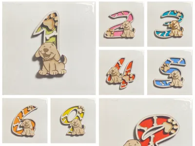 Wooden Dog Numbers (0–9) – Puppy Number Set
