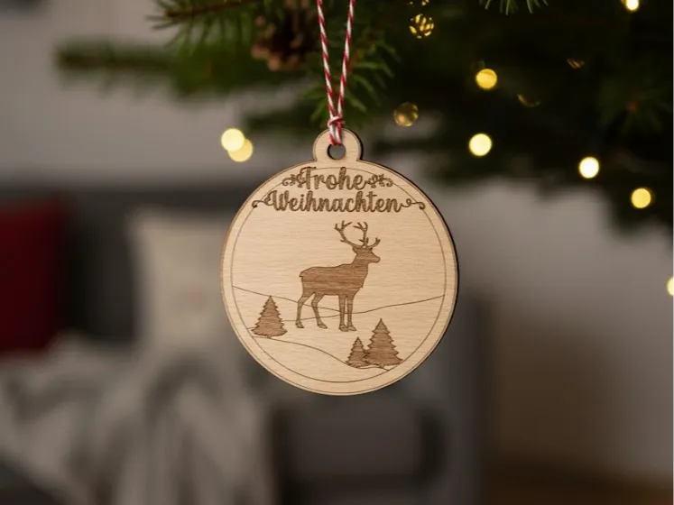 Baumschmuck Kugel Frohe Weihnachten Reh