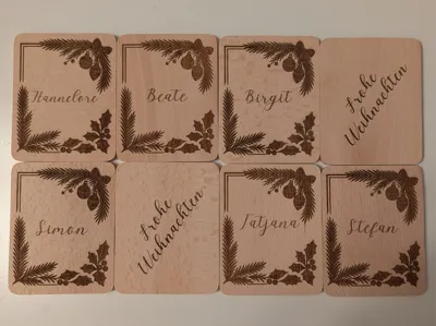 Merry Christmas Wood Raclette Coaster