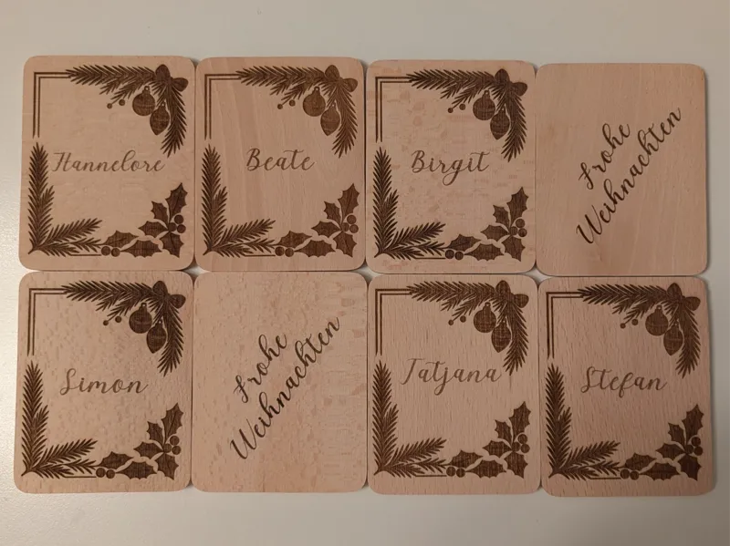Merry Christmas Wood Raclette Coaster