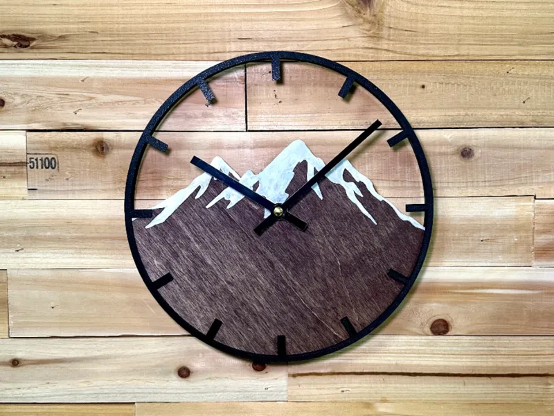 Laser-Cut Mountain Wall Clock