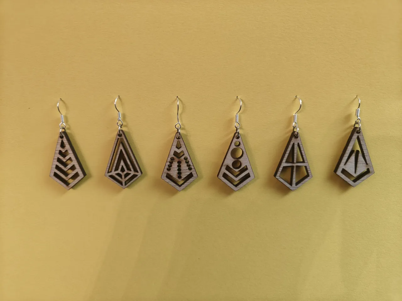 Geometric Minimalist Wooden Earring set view 2