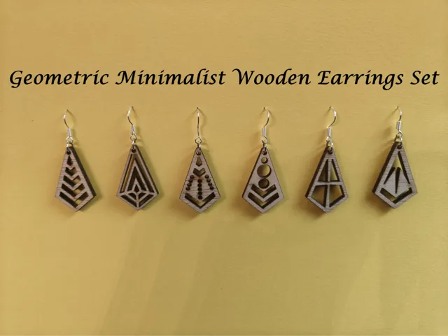 Geometric Minimalist Wooden Earring set