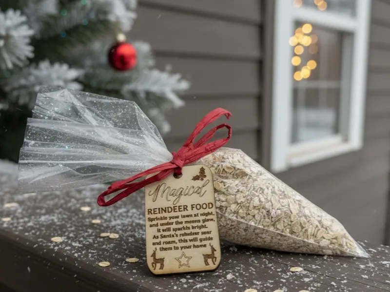Laser Engraved Wooden Tag Magical Reindeer Food