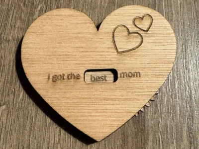 Mothers Day gift: heart with rotating gear
