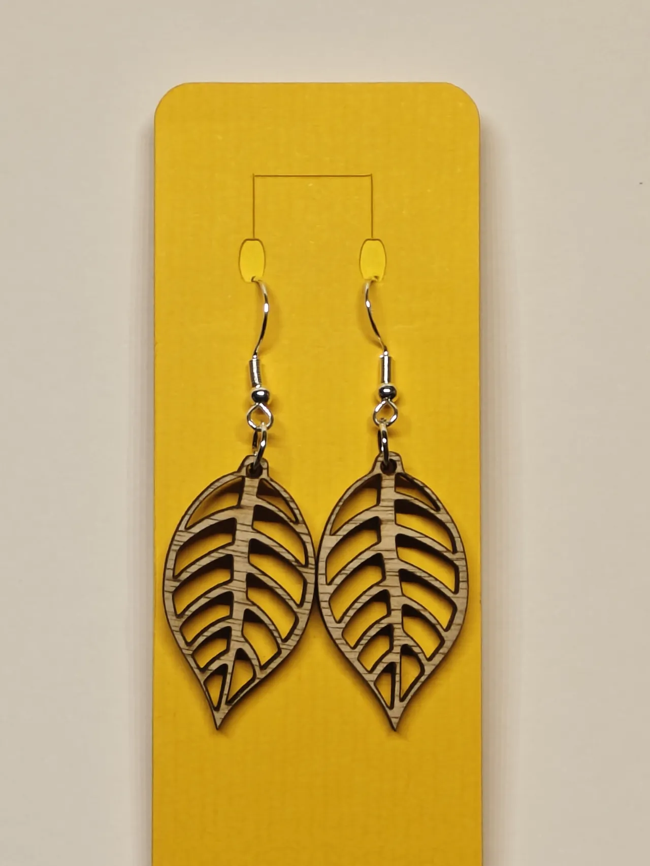Wooden leaf earrings set 1 view 3