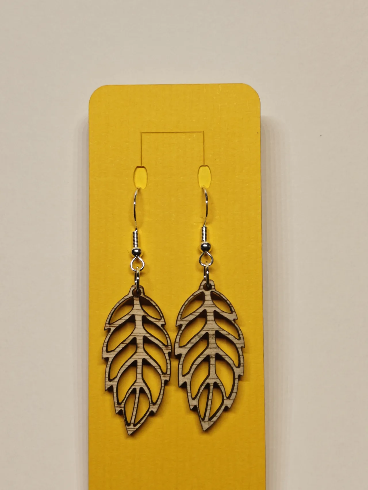 Wooden leaf earrings set 1 view 4