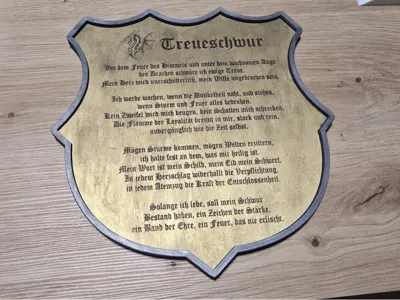Coat of Arms Shield with Loyalty Oath - Laser
