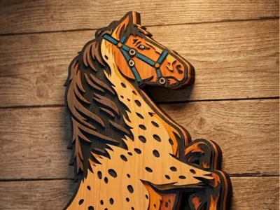 Horse layered wall art, multilayer wall art