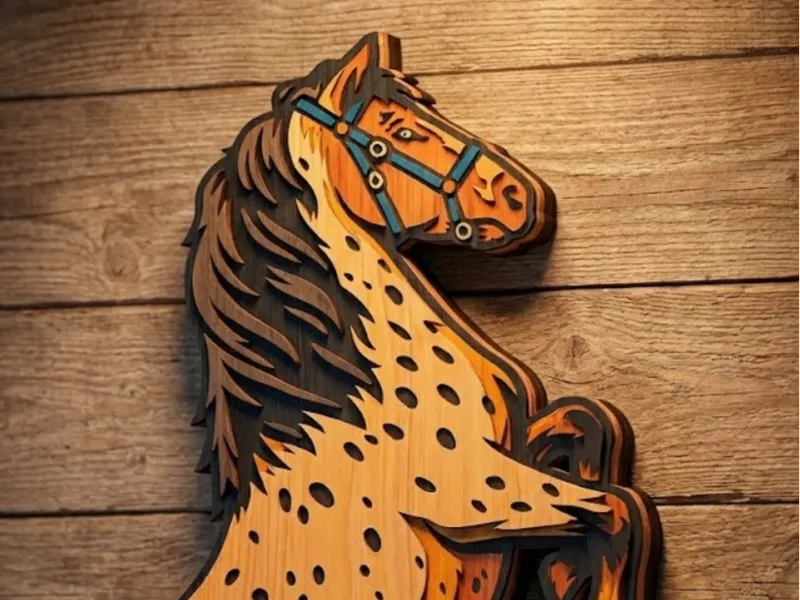 Horse layered wall art, multilayer wall art